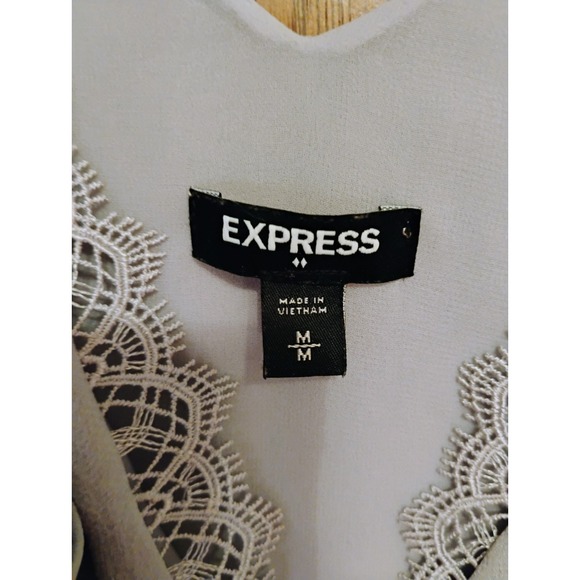 Express Y2K 2 Layered Gray TANK TOPCami With Lace SZ M - Picture 3 of 6